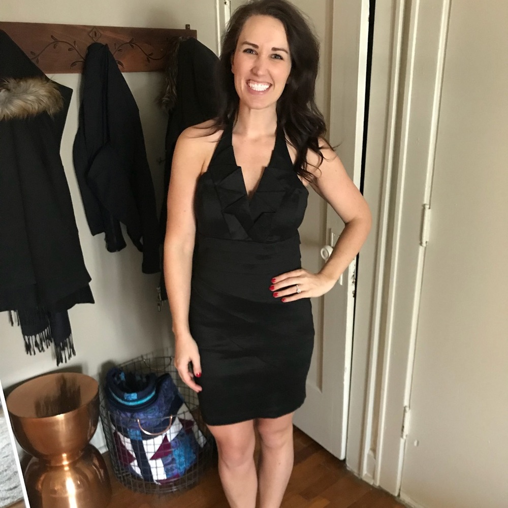 Black halter formal dress